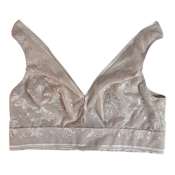 Wacoal Net Effect Bralette Tan Size 34 Wire Free Lace Semi Sheer #810340 NO CUP - Picture 1 of 8